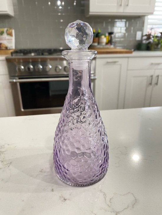 Other - TRU HEART BRAND Lavender Hammered Glass Bottle with Stopper